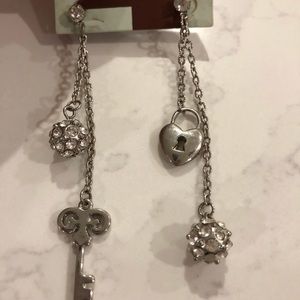 Key and Lock mismatch crystal-like Earrings